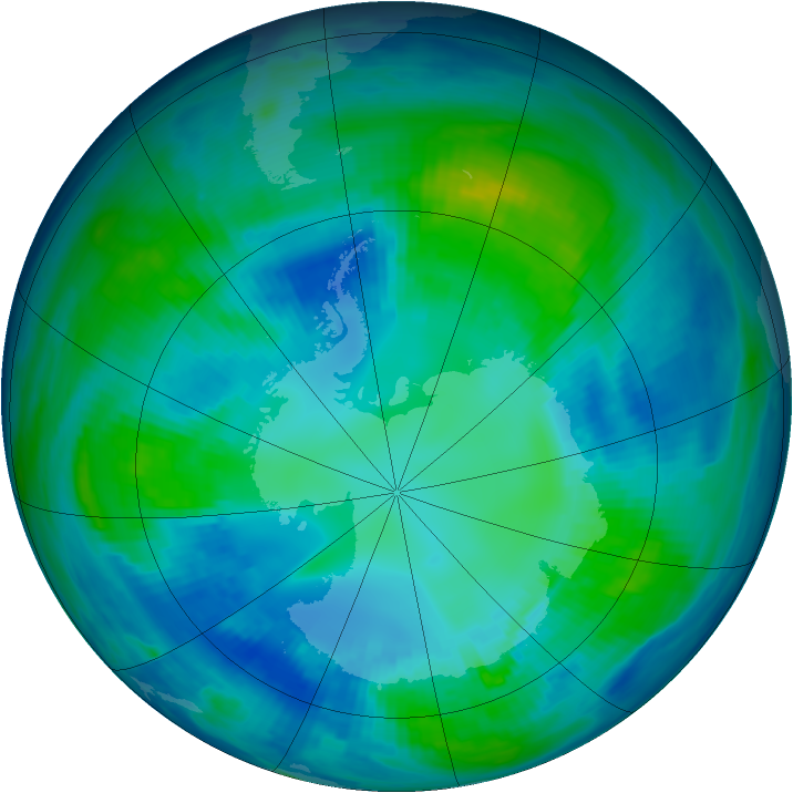 Antarctic ozone map for 23 April 1998